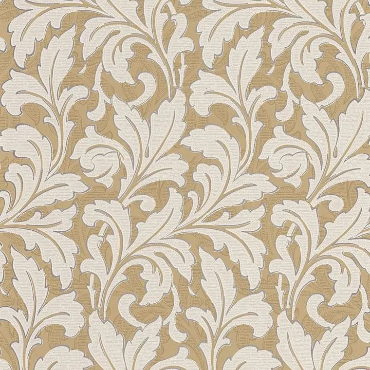 Closeup of a wallpaper showing its Floral, Neutrals, Two-tone pattern, color, and subtle texture.