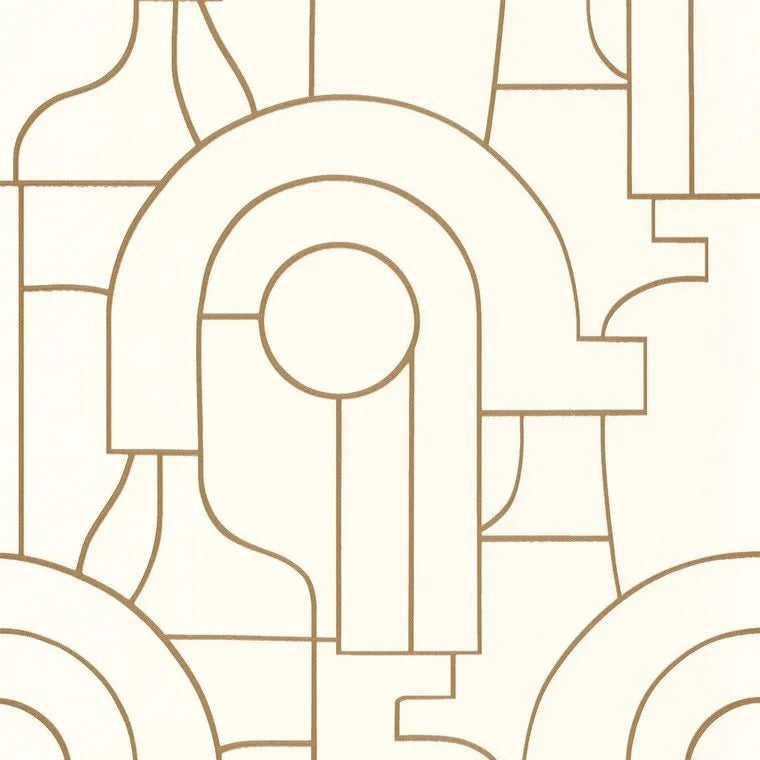 Closeup of a wallpaper showing its Art-Deco, Contemporary, Neutrals, Two-tone pattern, color, and subtle texture.