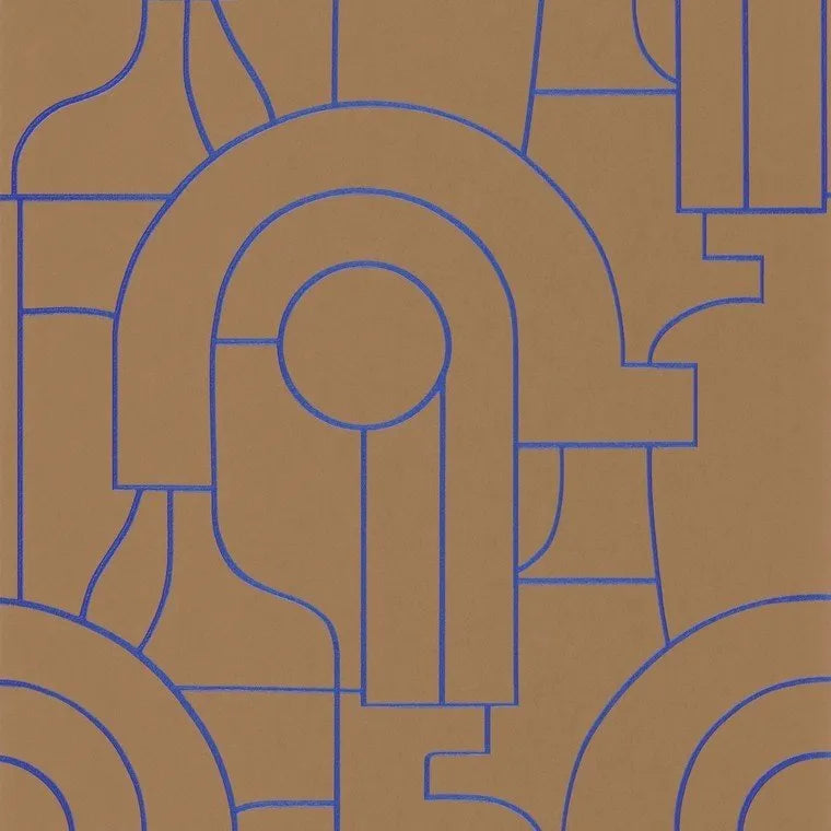 Closeup of a wallpaper showing its Art-Deco, Contemporary, Neutrals, Two-tone pattern, color, and subtle texture.