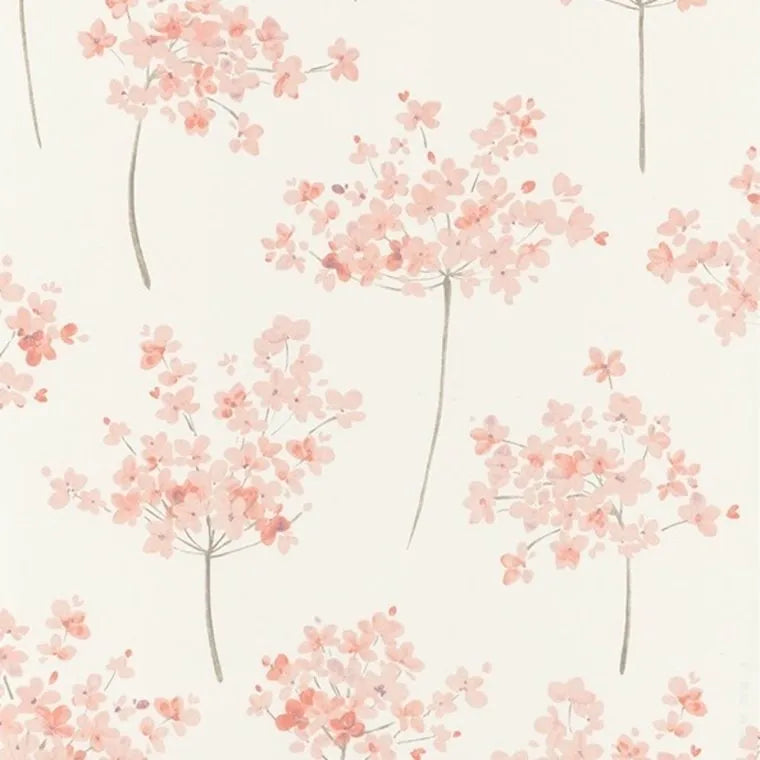 Closeup of a wallpaper showing its Floral, Two-tone pattern, color, and subtle texture.