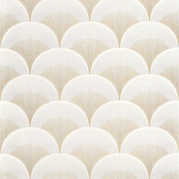 Closeup of a wallpaper showing its Art-Deco, Contemporary, Neutrals, Two-tone pattern, color, and subtle texture.
