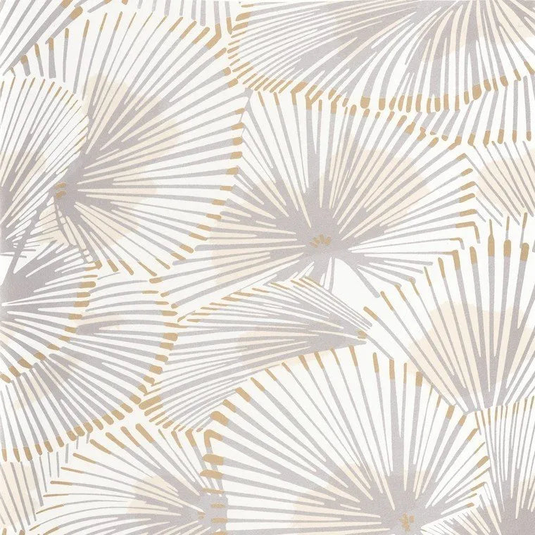 Closeup of a wallpaper showing its Contemporary, Floral, Neutrals, Two-tone pattern, color, and subtle texture.