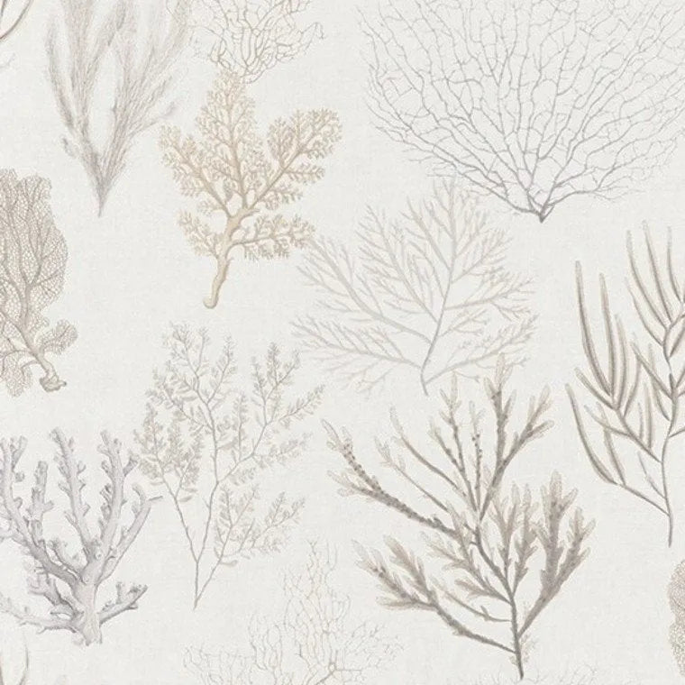 Closeup of a wallpaper showing its Contemporary, Floral, Neutrals, Two-tone pattern, color, and subtle texture.