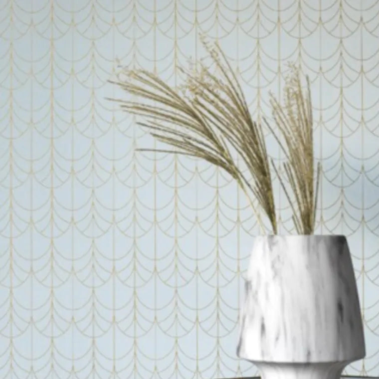 Closeup of a wallpaper showing its Art-Deco, Contemporary, Neutrals, Unicolour pattern, color, and subtle texture.