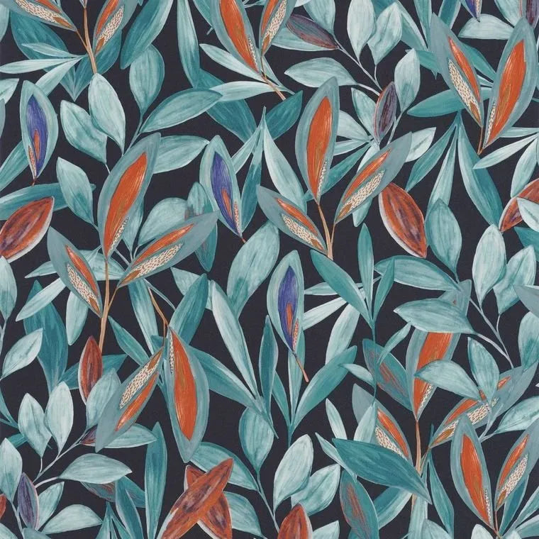 Closeup of a wallpaper showing its Contemporary, Floral, Multicolour, Nature pattern, color, and subtle texture.