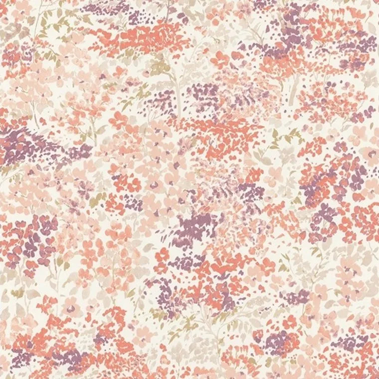 Closeup of a wallpaper showing its Floral, Multicolour, Nature pattern, color, and subtle texture.