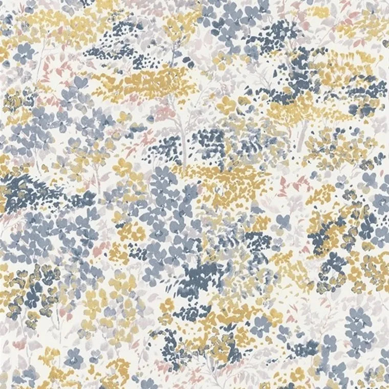 Closeup of a wallpaper showing its Floral, Multicolour, Nature pattern, color, and subtle texture.