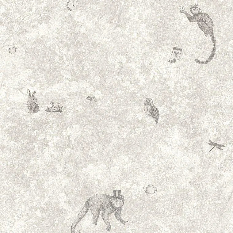 Closeup of a wallpaper showing its Contemporary, Kids, Monochrome, Nature, Neutrals, Two-tone pattern, color, and subtle texture.