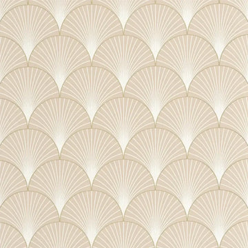 Closeup of a wallpaper showing its Art-Deco, Contemporary, Neutrals, Two-tone pattern, color, and subtle texture.