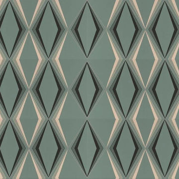 Closeup of a wallpaper showing its Contemporary, Geometric, Green pattern, color, and subtle texture.