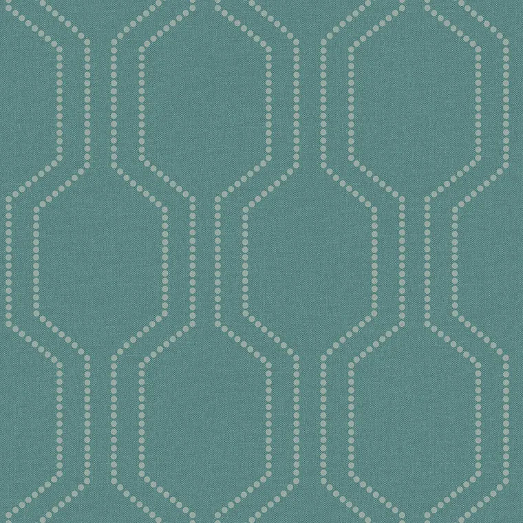 Closeup of a wallpaper showing its Contemporary, Geometric, Green, Trellis, Unicolour pattern, color, and subtle texture.