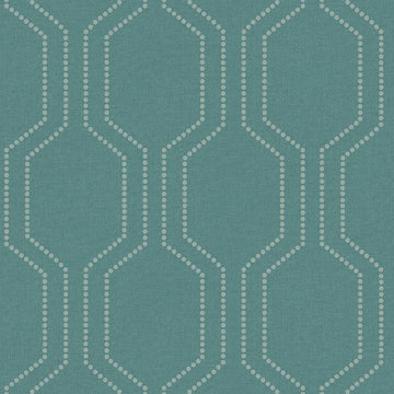 Closeup of a wallpaper showing its Contemporary, Geometric, Green, Trellis, Unicolour pattern, color, and subtle texture.