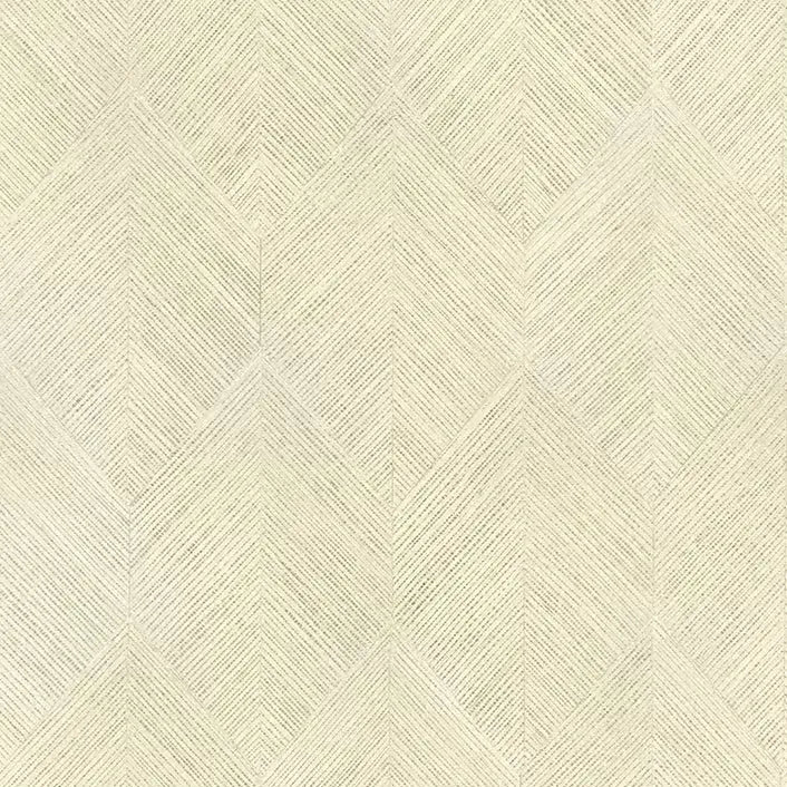 Closeup of a wallpaper showing its Cream, Geometric, Neutrals, Sisal pattern, color, and subtle texture.