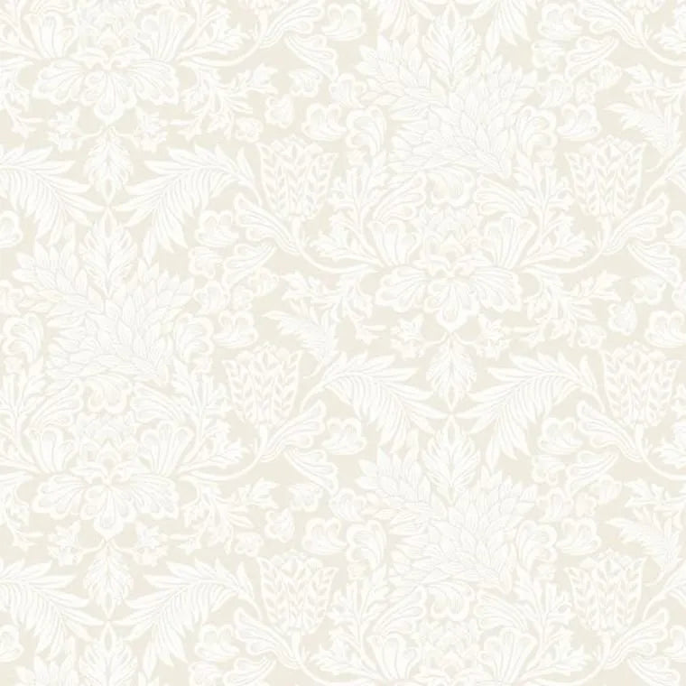 Closeup of a wallpaper showing its Floral, Neutrals, Two-tone pattern, color, and subtle texture.