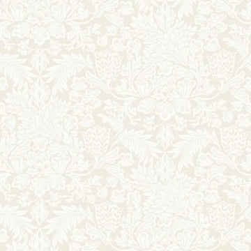 Closeup of a wallpaper showing its Floral, Neutrals, Two-tone pattern, color, and subtle texture.