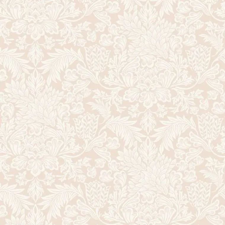 Closeup of a wallpaper showing its Floral, Neutrals, Two-tone pattern, color, and subtle texture.