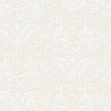 Closeup of a wallpaper showing its Floral, Neutrals, Two-tone pattern, color, and subtle texture.