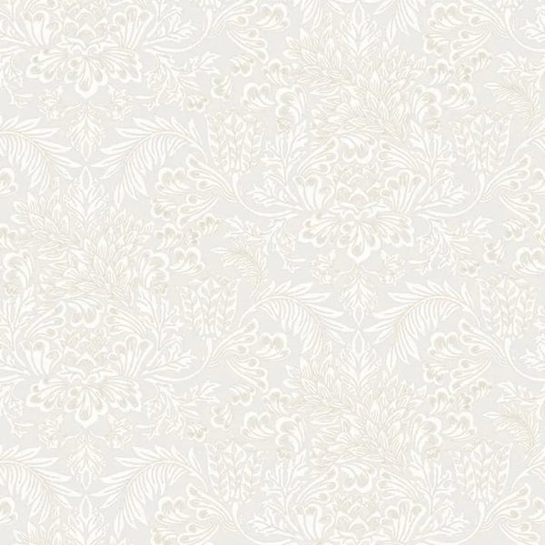 Closeup of a wallpaper showing its Floral, Neutrals, Two-tone pattern, color, and subtle texture.
