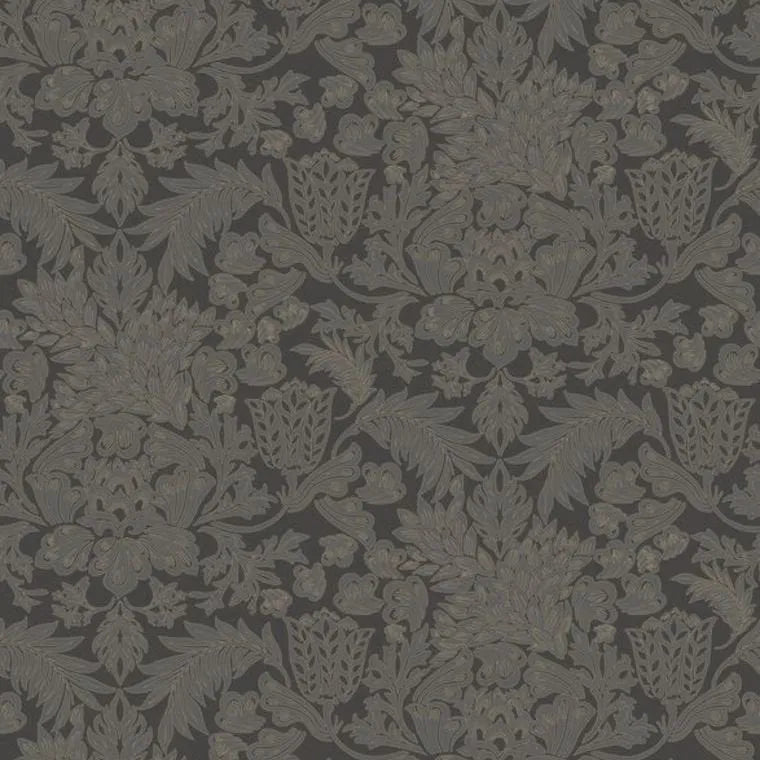 Closeup of a wallpaper showing its Floral, Monochrome, Two-tone pattern, color, and subtle texture.