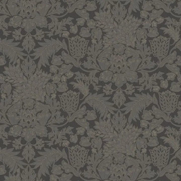 Closeup of a wallpaper showing its Floral, Monochrome, Two-tone pattern, color, and subtle texture.