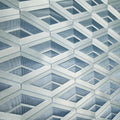 Geometric patterned wallpaper with blue and gray tones
