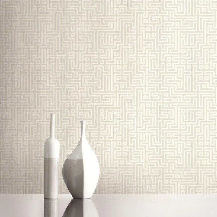 Closeup of a wallpaper showing its Geometric, Greek, Monochrome, Unicolour pattern, color, and subtle texture.