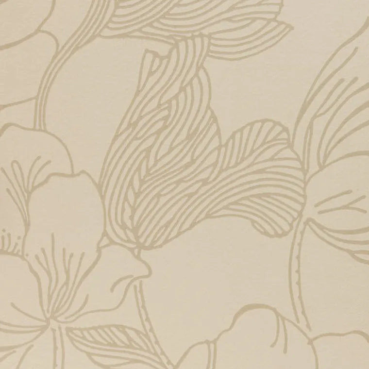 Closeup of a wallpaper showing its Contemporary, Floral, Nature, Neutrals pattern, color, and subtle texture.