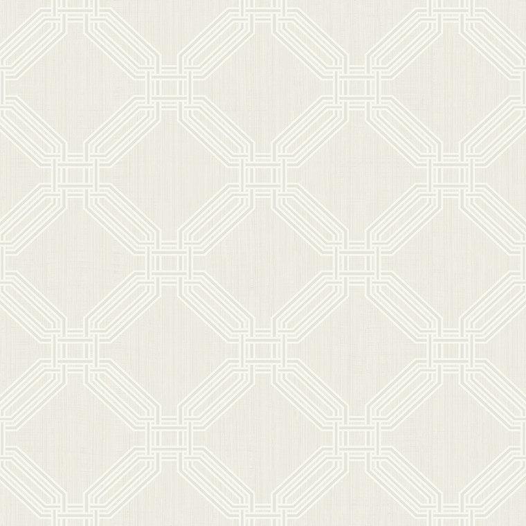 Closeup of a wallpaper showing its Art-Deco, Cream, Geometric, Neutrals, Unicolour pattern, color, and subtle texture.