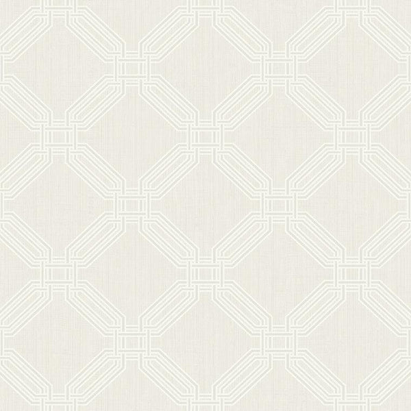 Closeup of a wallpaper showing its Art-Deco, Cream, Geometric, Neutrals, Unicolour pattern, color, and subtle texture.