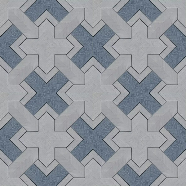 Wallpaper installed in a room showing its full pattern, color