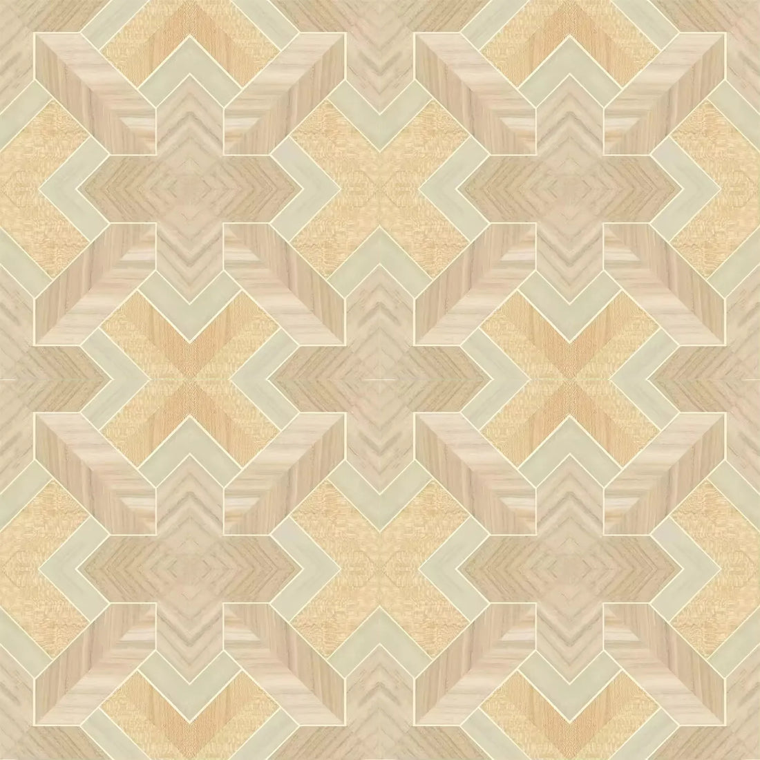 Closeup of a wallpaper showing its Geometric, Gold, Neutrals, Wood-veneer, Yellow pattern, color, and subtle texture.