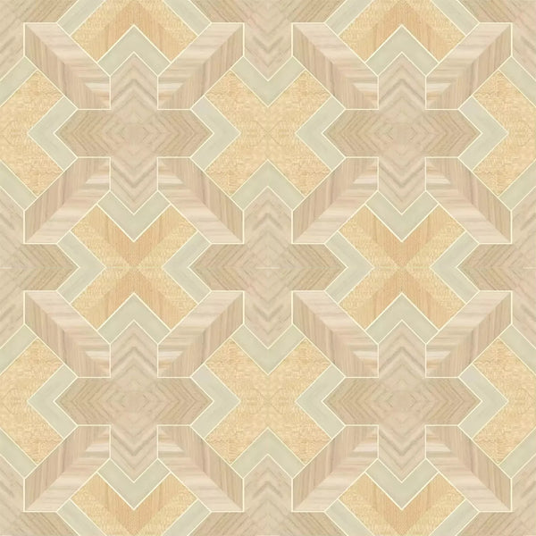 Wallpaper installed in a room showing its full pattern, color