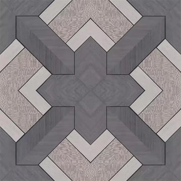 Closeup of a wallpaper showing its Black, Geometric, Taupe, Wood-veneer pattern, color, and subtle texture.