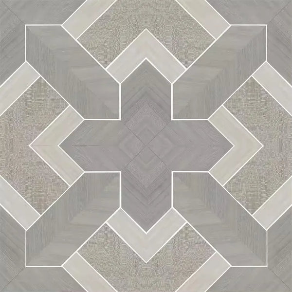 Closeup of a wallpaper showing its Geometric, Monochrome, Wood-veneer pattern, color, and subtle texture.