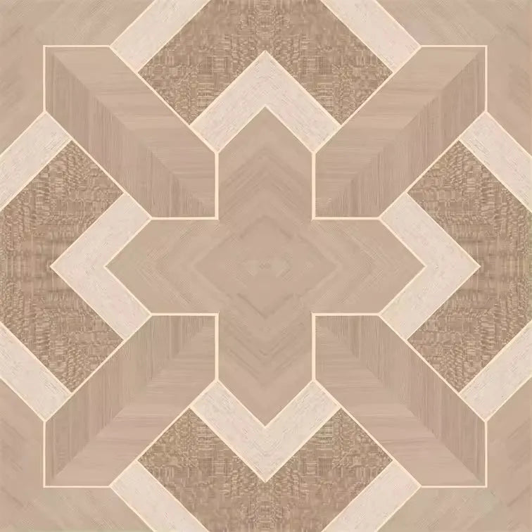 Closeup of a wallpaper showing its Brown, Geometric, Neutrals, Wood-veneer pattern, color, and subtle texture.