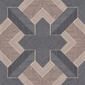 Closeup of a wallpaper showing its Black, Brown, Geometric, Wood-veneer pattern, color, and subtle texture.