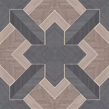 Closeup of a wallpaper showing its Black, Brown, Geometric, Wood-veneer pattern, color, and subtle texture.