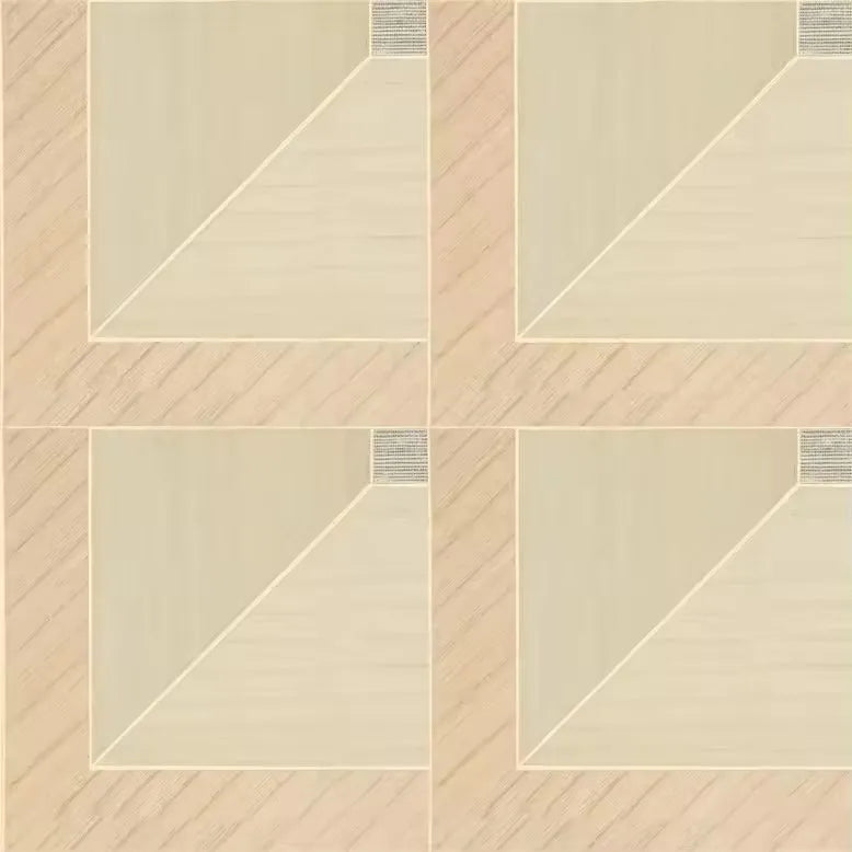 Closeup of a wallpaper showing its Geometric, Neutrals, Wood-veneer pattern, color, and subtle texture.