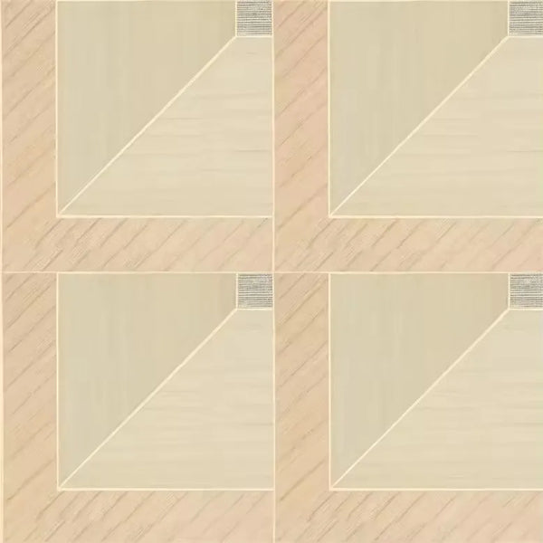 Closeup of a wallpaper showing its Geometric, Neutrals, Wood-veneer pattern, color, and subtle texture.