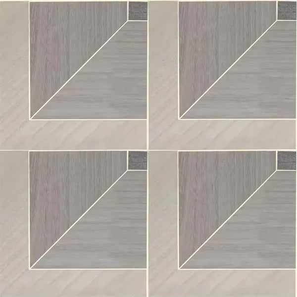 Closeup of a wallpaper showing its Geometric, Wood-veneer pattern, color, and subtle texture.