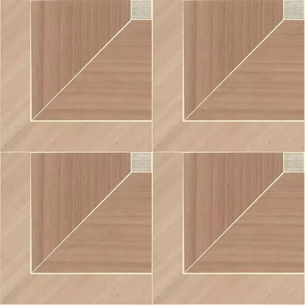 Closeup of a wallpaper showing its Brown, Geometric, Neutrals, Wood-veneer pattern, color, and subtle texture.