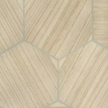 Closeup of a wallpaper showing its Geometric, Neutrals, Wood-veneer pattern, color, and subtle texture.