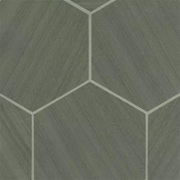 Closeup of a wallpaper showing its Geometric, Green, Wood-veneer pattern, color, and subtle texture.