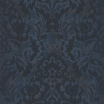 Closeup of a wallpaper showing its Contemporary, Dramatic, Floral, Two-tone pattern, color, and subtle texture.