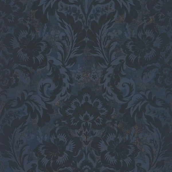 Closeup of a wallpaper showing its Contemporary, Dramatic, Floral, Two-tone pattern, color, and subtle texture.