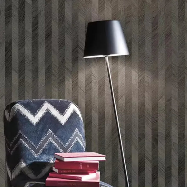 Wallpaper installed in a room showing its full pattern, color