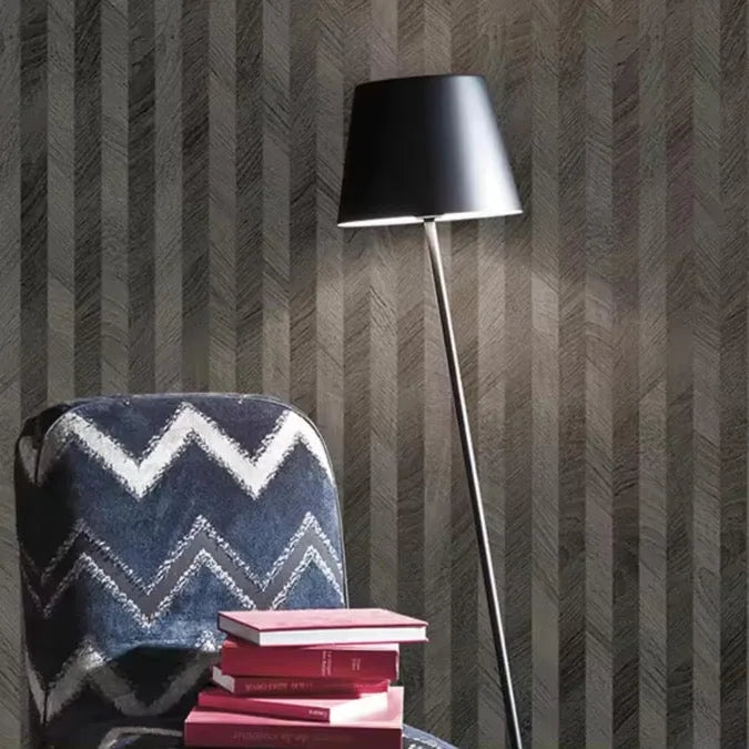 Wallpaper installed in a room showing its full pattern, color