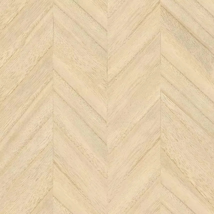 Closeup of a wallpaper showing its Geometric, Neutrals, Wood-veneer pattern, color, and subtle texture.