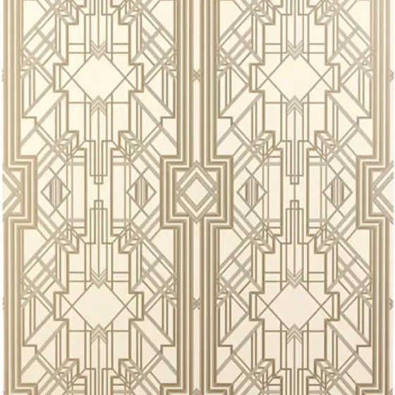 Closeup of a wallpaper showing its Art-Deco, Contemporary, Geometric, Neutrals pattern, color, and texture.