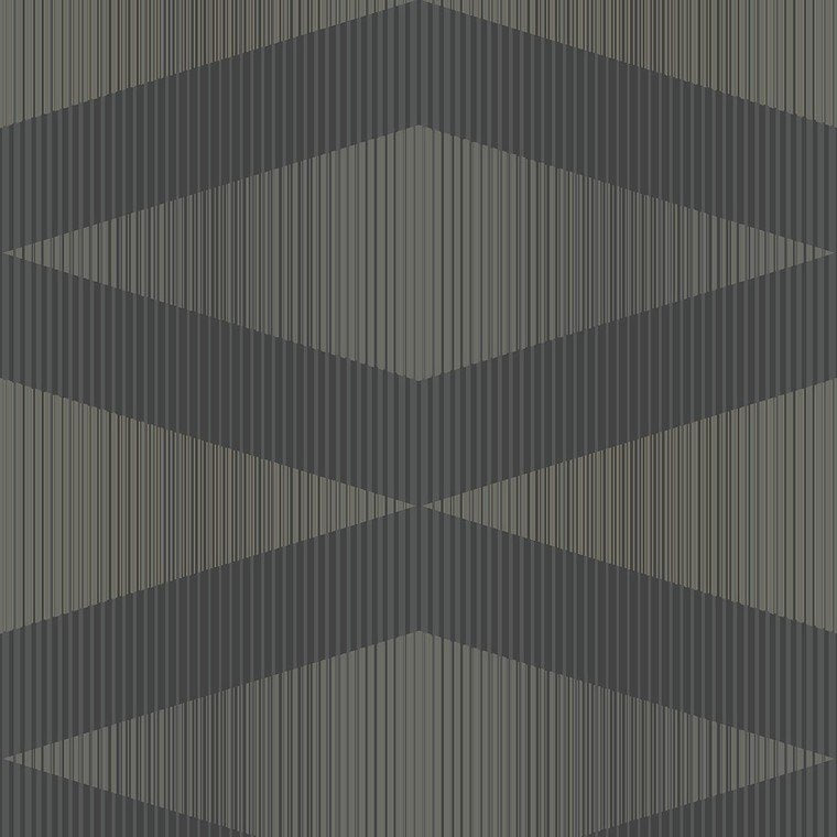 Closeup of a wallpaper showing its Black, Contemporary, Geometric, Monochrome pattern, color, and subtle texture.